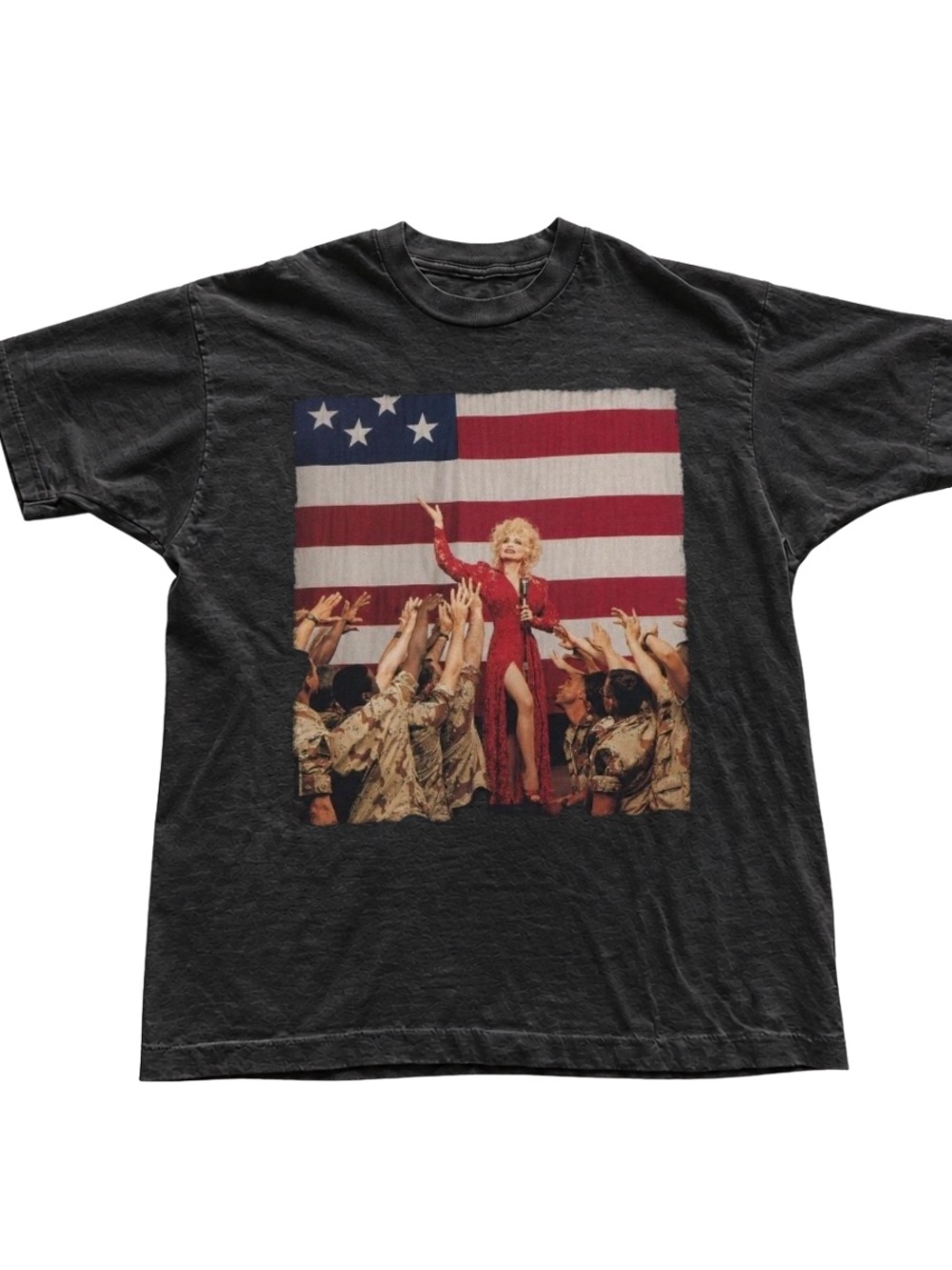 Black Short Sleeve Tee with Patriotic Graphic